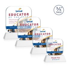 App Full Color White on Newhaven Square / Cube Crystal Award - Full Color Imprint