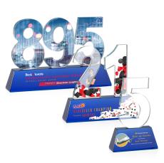 Milestone Optical Full Color Blue Number Crystal Award - Full Color Imprint