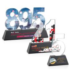 Milestone Optical Full Color Black Number Crystal Award - Full Color Imprint