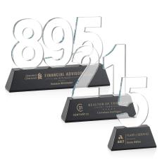 Milestone Optical Black Number Crystal Award - Full Color Imprint