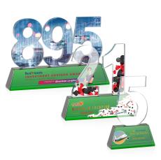 Milestone Optical Full Color Green Number Crystal Award - Full Color Imprint