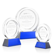 Templeton Blue on Base Circle Crystal Award - Awards and Trophies