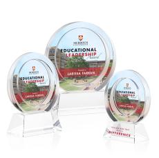 Templeton Full Color Clear on Base Circle Crystal Award - Full Color Imprint