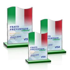 Unity Full Color Green Unique Crystal Award - Full Color Imprint