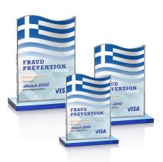 Unity Full Color Sky Blue Unique Crystal Award - Patriotic Awards