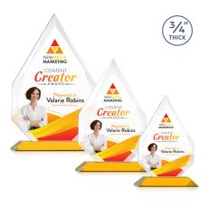 Hawthorne Full Color Amber Peaks Crystal Award - Full Color Imprint