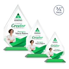 Hawthorne Full Color Green Peaks Crystal Award - Full Color Imprint