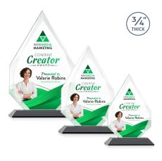 Hawthorne Full Color Black Peaks Crystal Award - Full Color Imprint