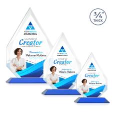 Hawthorne Full Color Blue Peaks Crystal Award - Full Color Imprint
