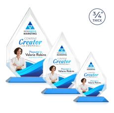 Hawthorne Full Color Sky Blue Peaks Crystal Award - Full Color Imprint