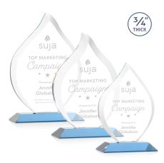 Worthington Sky Blue Flame Crystal Award - Crystal Awards