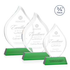 Worthington Green on Newhaven Base Flame Crystal Award - Awards and Trophies