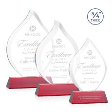 Worthington Red on Newhaven Base Flame Crystal Award - Awards and Trophies