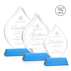 Worthington Sky Blue on Newhaven Base Flame Crystal Award - Awards and Trophies