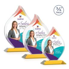 Worthington Full Color Amber Flame Crystal Award - Full Color Imprint