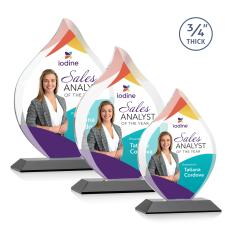 Worthington Full Color Black Flame Crystal Award - Full Color Imprint