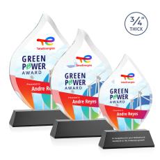 Worthington Full Color Black on Newhaven Flame Crystal Award - Full Color Imprint