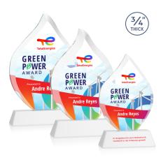 Worthington Full Color White on Newhaven Flame Crystal Award - Full Color Imprint