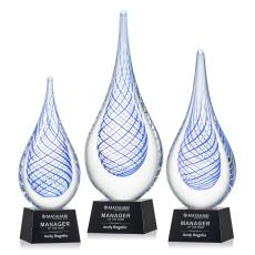 Kentwood Black on Robson Base Tear Drop Glass Award - Awards and Trophies