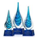 Worchester Blue on Robson Base Tear Drop Glass Award