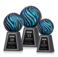 Malton Globe on Tall Marble Base Award - Glass Awards