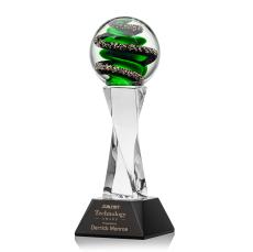Zodiac Black on Langport Base Globe Glass Award - Glass Awards