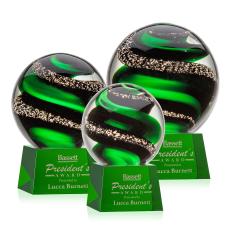 Zodiac Green on Robson Base Globe Glass Award - Glass Awards