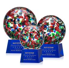 Fantasia Blue on Robson Base Globe Glass Award - Glass Awards
