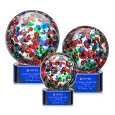 Fantasia Blue on Paragon Base Globe Glass Award - Glass Awards