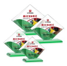 Griffith Full Color Green Diamond Crystal Award - Full Color Imprint