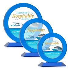 London Full Color Blue Circle Crystal Award - Full Color Imprint
