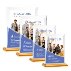 Sullivan Full Color Amber Rectangle Crystal Award - Crystal Awards