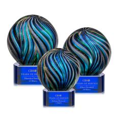 Malton Blue on Paragon Base Globe Glass Award - Glass Awards