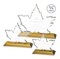 Maple Leaf Amber Unique Crystal Award - Unique Awards
