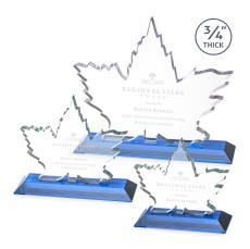 Maple Leaf Sky Blue Unique Crystal Award - Unique Awards