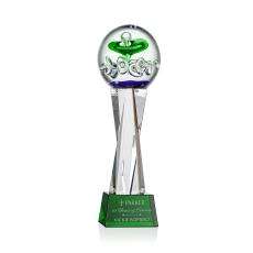 Aquarius Green on Grafton Base Globe Glass Award - Awards and Trophies