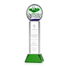 Aquarius Green on Stowe Base Globe Glass Award - Art Glass Awards