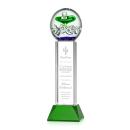 Aquarius Green on Stowe Base Globe Glass Award
