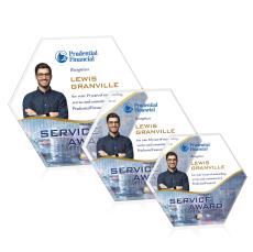 Polaris Hexagon Full Color Gold Polygon Acrylic Award - Acrylic Awards