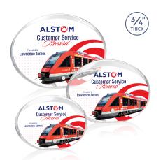 Mosaic Oval Full Color Silver Circle Acrylic Award - Acrylic Awards