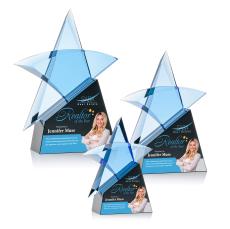 Benita Full Color Black Star Crystal Award - Full Color Imprint