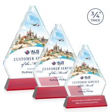 Fyreside Full Color  Red on Newhaven Diamond Crystal Award - Full Color Imprint