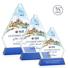 Fyreside Full Color Blue on Newhaven Diamond Crystal Award - Full Color Imprint