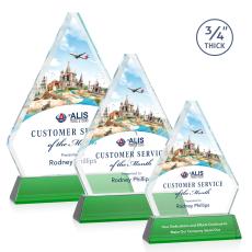 Fyreside Full Color Green on Newhaven Diamond Crystal Award - Full Color Imprint