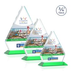 Fyreside Full Color Green Diamond Crystal Award - Full Color Imprint