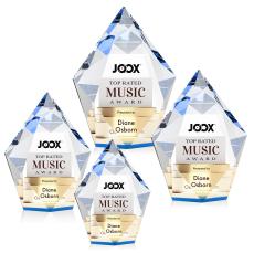 Devron Full Color Blue Polygon Crystal Award - Full Color Imprint