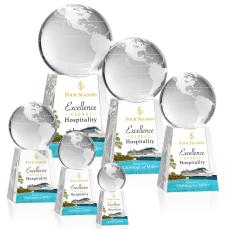 Globe on Tall Base Full Color Globe Crystal Award - Awards and Gifts