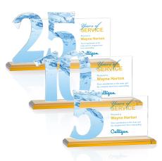 Hazelton Full Color Amber Crystal Award - Full Color Imprint