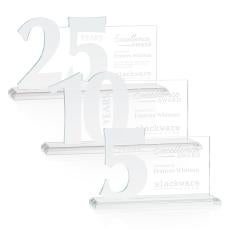 Hazelton Clear Number Crystal Award - Full Color Imprint