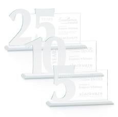 Hazelton White Number Crystal Award - Full Color Imprint